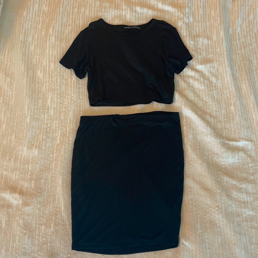 Naked Wardrobe Black top and skirt set